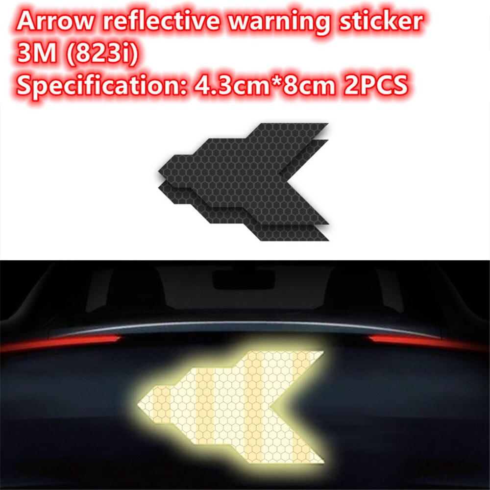 Cinta reflectante negra de 3M, pegatina adhesiva de grado de diamante, de seguridad, cinta de advertencia para bicicleta, automóviles, motocicleta, estilo de coche: 4.3cmX8cm