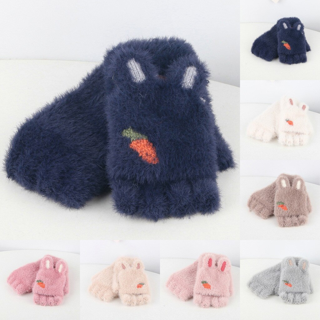 freundlicher handschuhe Winter freundlicher Handschuh Plüsch Umgedreht Halb Finger Ich bin Freien Warme Handschuhe handschoenen kinderen Baby Winter handschuhe