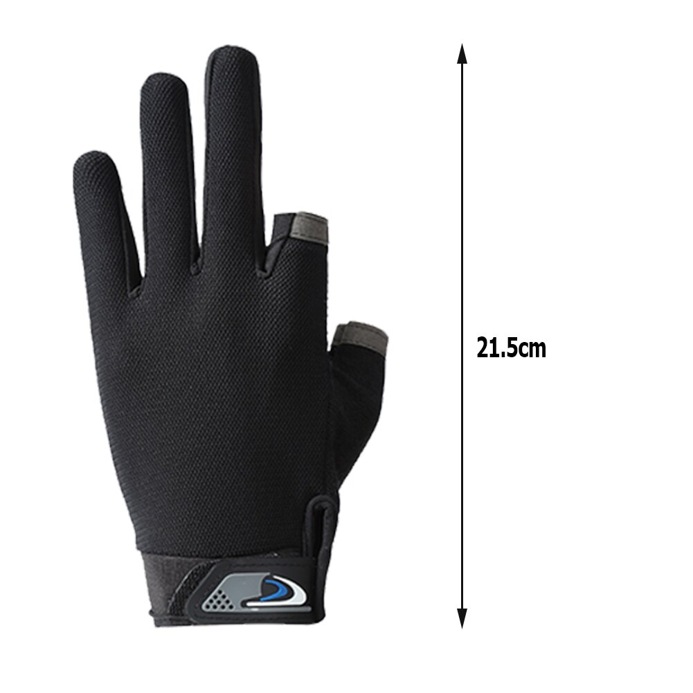 Gants de pêche respirants pour hommes et femmes, 1 paire, antidérapants, coupe à 2 doigts, sport en plein air, Fitness, cyclisme, mitaines, équipement de pêche: Black