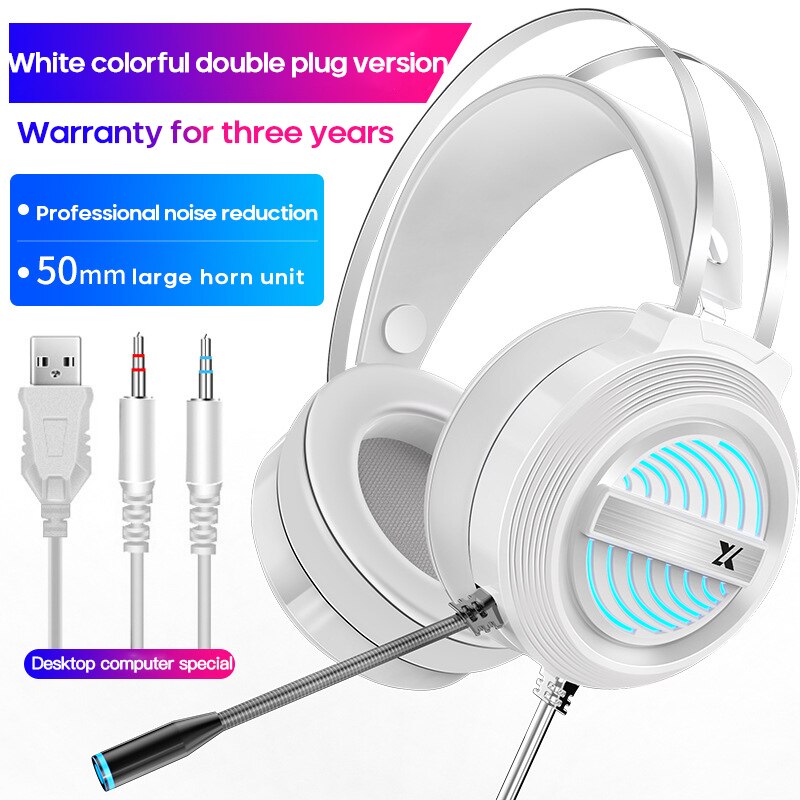 7.1 Channel Gaming Headset Headphone Wired Gamer Headphone Stereo Sound Headsets With Mic LED Light For Computer PC Gamer: 05