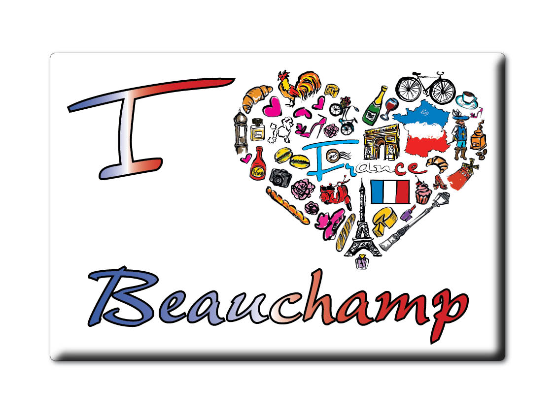 Aimant BEAUCHAMP lodestone PICARDIE (95) France aimant frigo SOUVENIR j'aime: SYMBOL