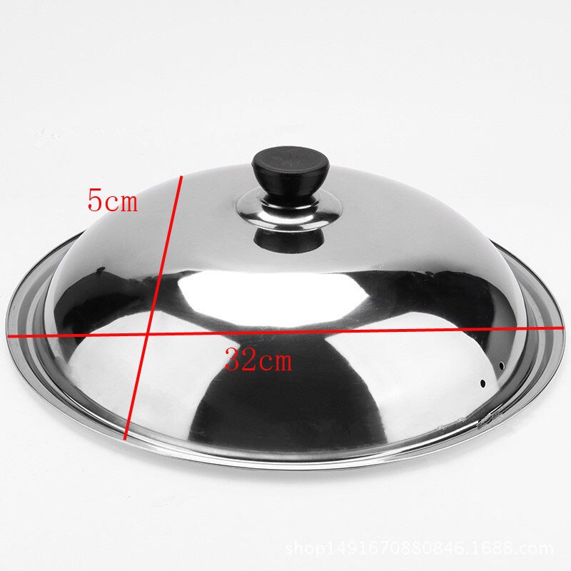 Matlagning wok panna lock rostfritt stål universal pannlock synligt bytt lock stek wok gryta bra halvcirkel wok lock: 32cm