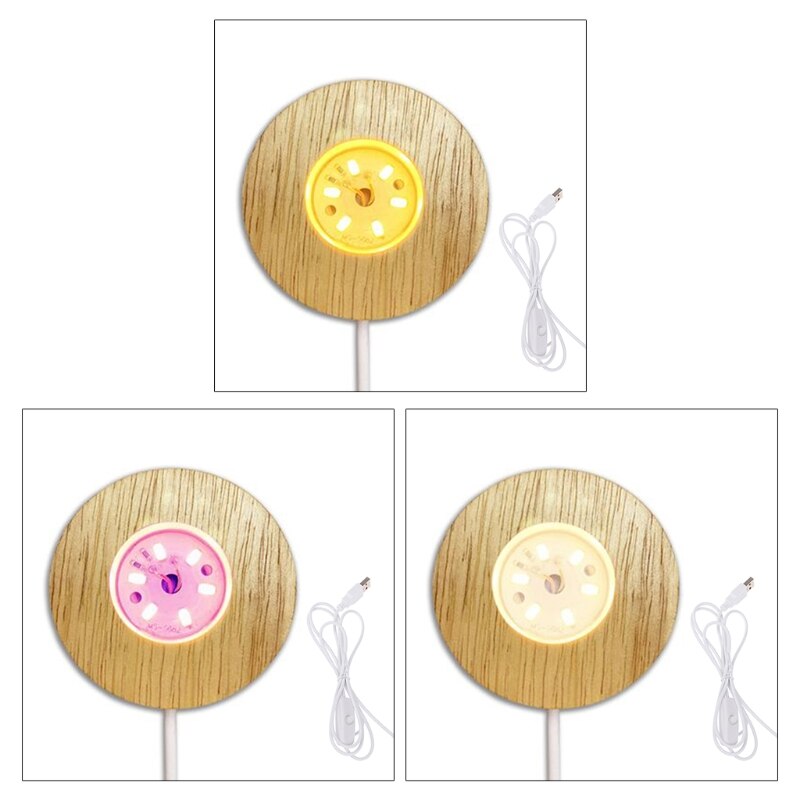 LED Light Base Multicolor Round Show Stand Display Plate for 3D Crystal Glass Ball Art with Sensitive Touch Switch