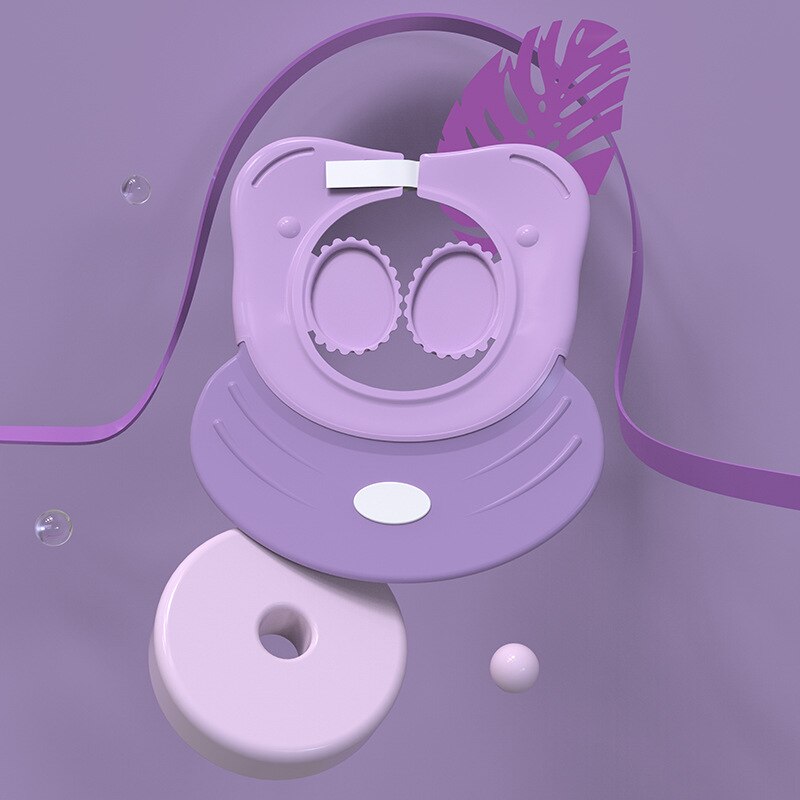 7 Colors Infant Shower Cap Visor Protective Shower Products Cap Wide Brim Ear Cover Adjustable Bath Time Safety Hat: Purple 
