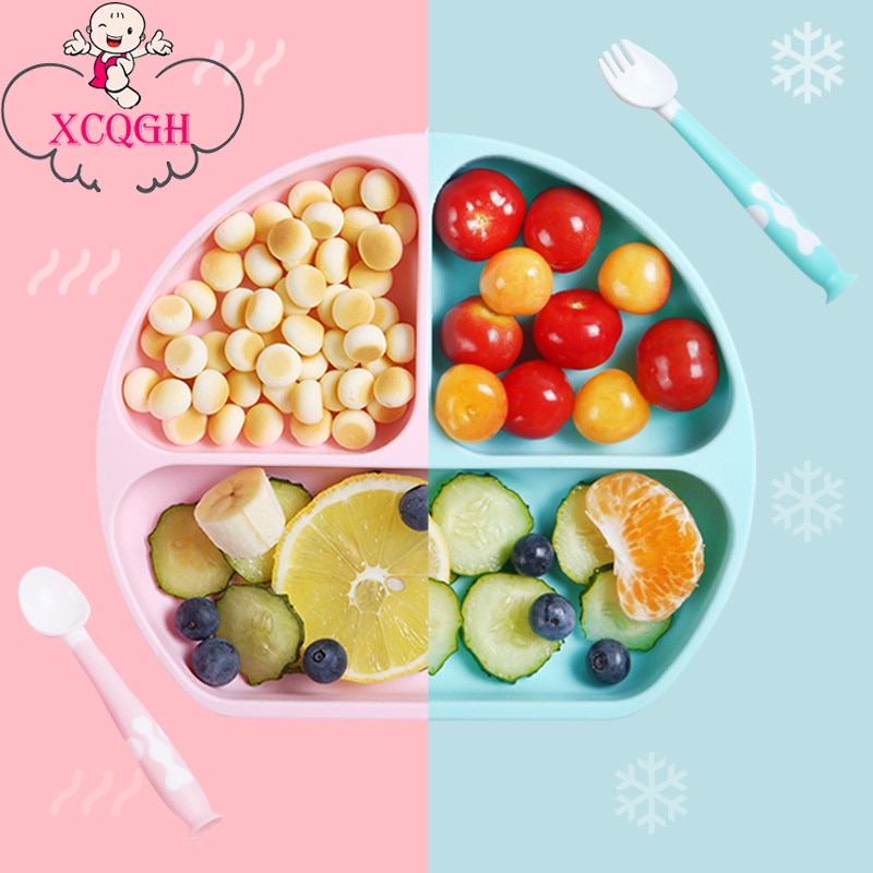 Xcqgh Food Grade Silicone Baby Kinderen Servies Schotel Vork Lepel Bib Set Babyvoeding Producten Plaat
