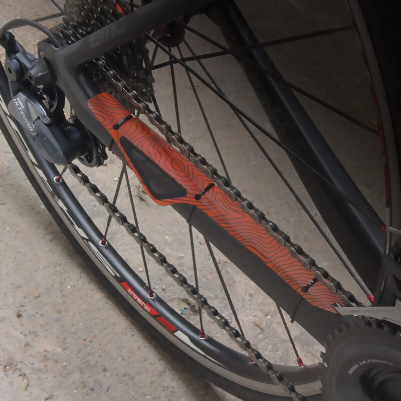 1pcs Plastic Bike Chain Guard Cycling Chain Protector Care Frame Guard Cover Rear Fork Chainstay Protector with 3 Mount Strap