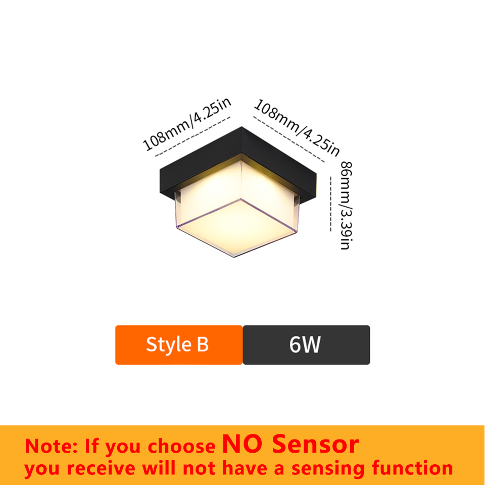 Lámpara de pared LED, Sensor de movimiento moderno, AC85-265V interior/exterior, 6W, 12W, luz de pared impermeable IP66 para decoración de camino de calle y jardín: Verde claro / changeable / 4W