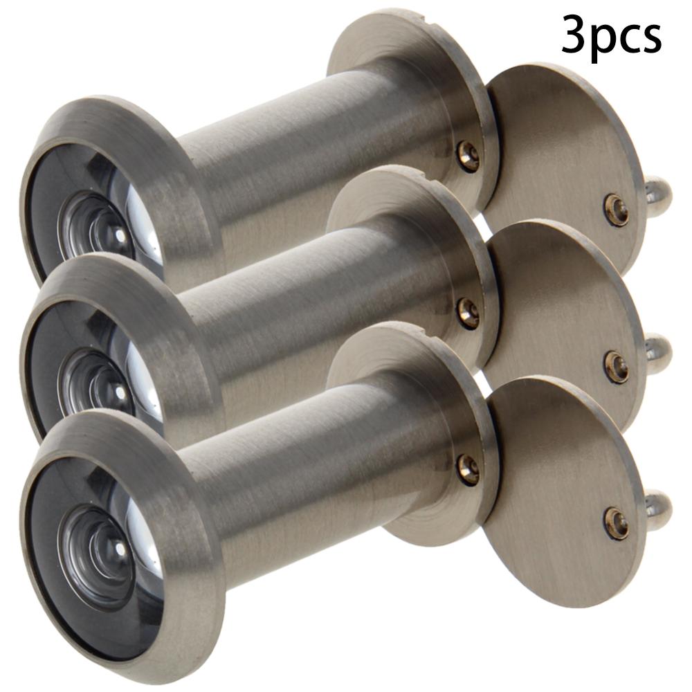 1/2/3Pcs Door Viewer Wide Viewing 200 Degree for Home Office Hotel Suitable for 35-60mm Thick Doors Security Door Eye Viewer: Silver x3pcs