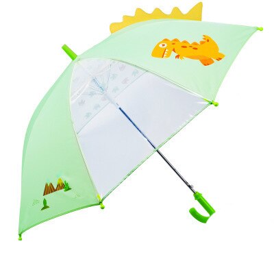YADA-paraguas semiautomático para niños, sombrilla plegable transparente con patrón de dinosaurio encantador, para lluvia, ,: YD200131GN