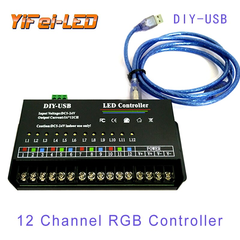 Self programmable (12 channels) seven color single color gradual change led light string dot net red building ladder light strip: 12-way output