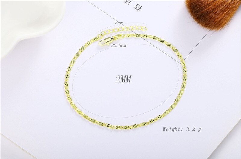 LUKENI-Pulseras de cadena de oro para mujer, joyería, tobilleras de Plata de Ley 925 para niña, accesorios de para novia, para amantes