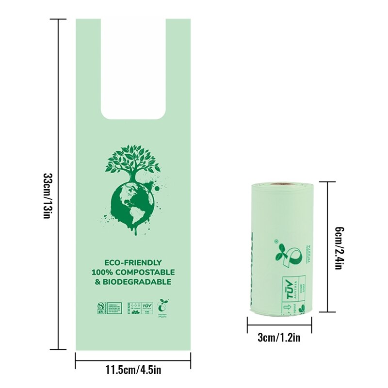 PLA Poop Bags with Easy-Tie Handles Litter Dog Puppy Biodegradable Earth-Friendly Leak-Proof Poop Bags