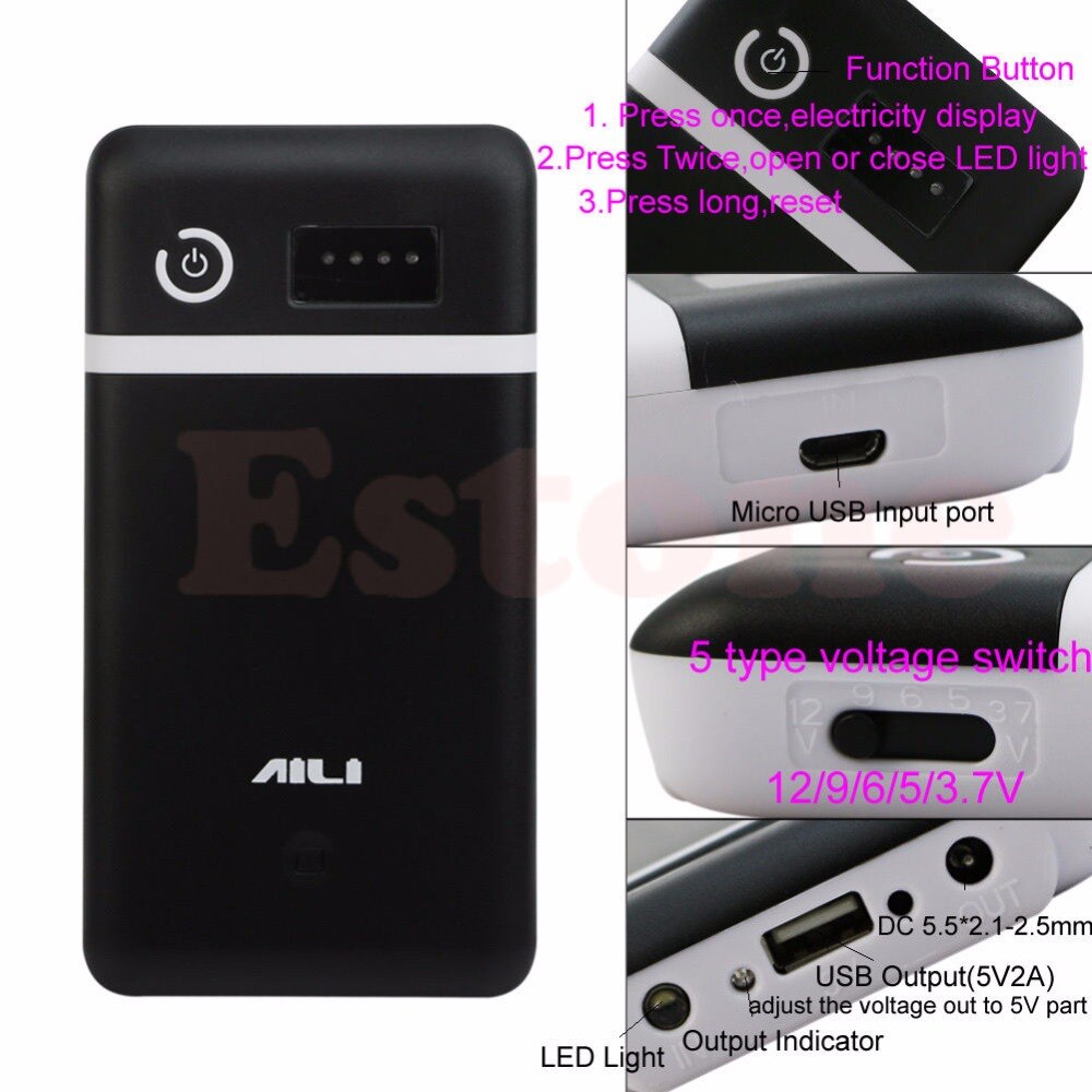 3.6V 5V 6V 9V 12V Mobile Power Bank Box USB 6x18650 Battery Charger Adapter