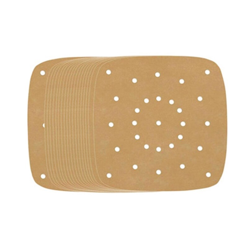 Ensemble de papier parchemin perforé robuste, 200, pour friteuse à Air, matériau Durable, sain et fiable, de cuisine: Wood color