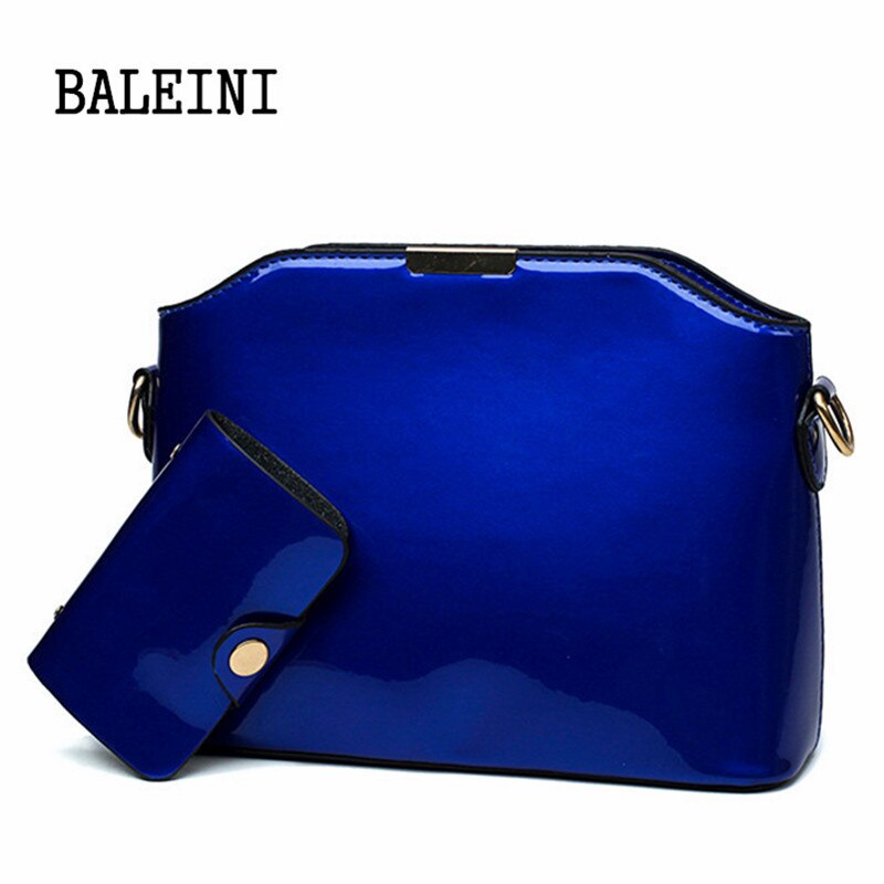 BALEINI-Bolso cruzado de charol para mujer, bandolera pequeña de de , a la ,: Azul