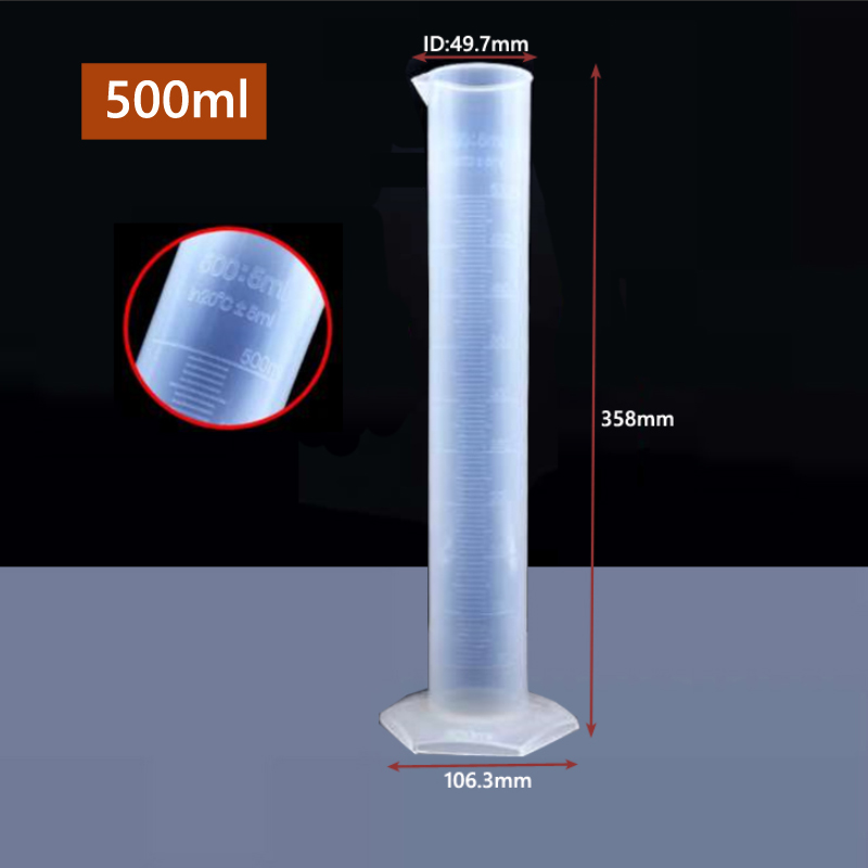 Cilindro graduado de plástico de medición transparente, herramienta de laboratorio de tubo de prueba de plástico, 10/ 25/ 50/ 100 /250 /500 /1000ml, 1 Uds.: Azul