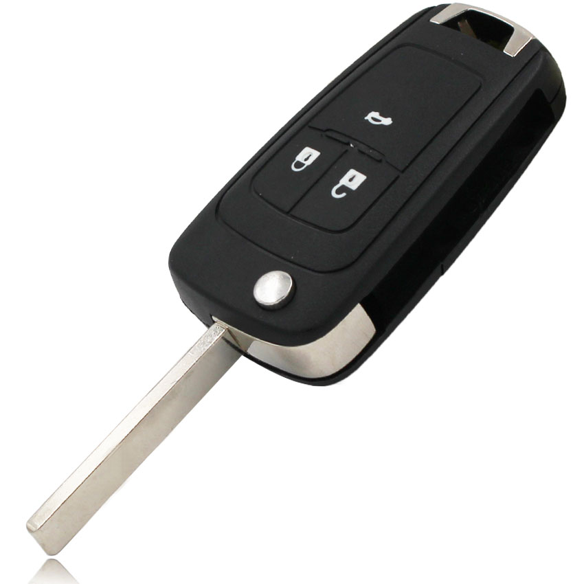 Funda plegable con 2/3/4/5 botones para llave remota, carcasa para Chevrolet Aveo Cruze Camaro Equinox Malibu Sonic Spark Volt, hoja sin cortar: 3 Button