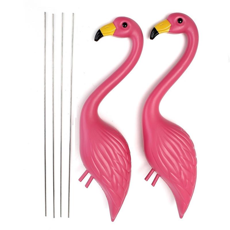 2Pcs Plastic Simulation Flamingo Garden Decoration Flamingo Head-Up Models Home Yard Garden Lawn Art Ornaments Wedding Ceremony