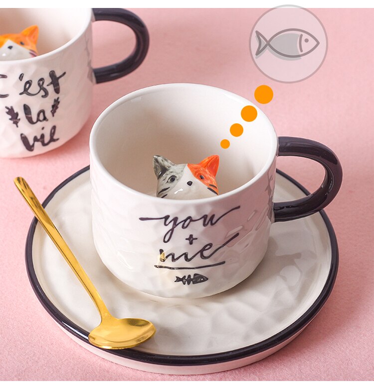 Ceramic Tea Cup Set Cute Cartoon Japanese Style Dessert Cup And Saucer Set Coffe Koffie Kopjes Tableware Teaware ED50BD