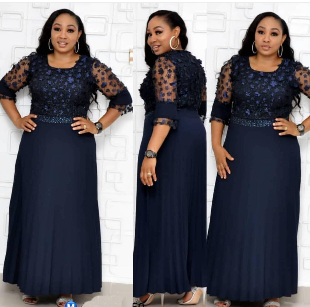 Plus size afrikanske kvinder broderi blonder vintage kjole damer gulvlængde aften fest maxi lang kjole retro