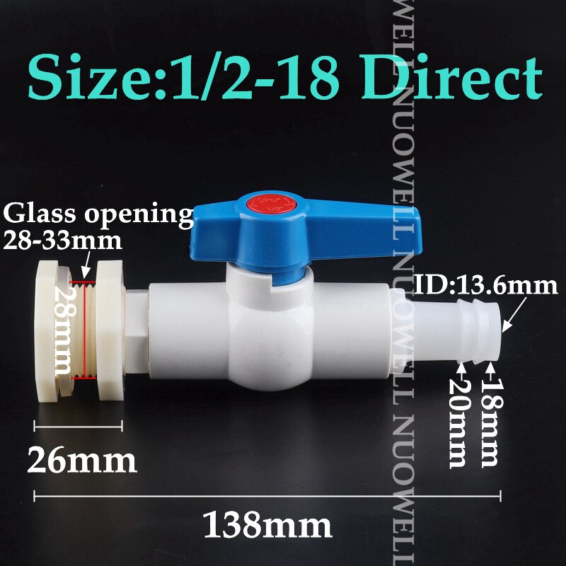 1Set 1/2 &quot;3/4 4-25Mm Aquarium Pagode Connector Combinatie Valve Aquarium Afvoer Joint Aquarium slang Drainage Accessoires: 1l2-18