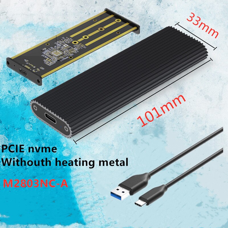PCIE M.2 NVME USB SSD obudowa M z tuleją samozaciskową C USB 3.1 2240/2280 obudowa na SSD aluminium 10 gb/s pudełko zewnętrzne solidny dysk zewnętrzny: M2803NC-A
