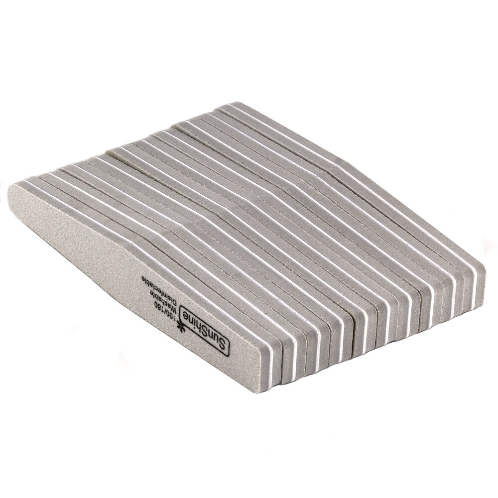 10 Stks/partij Nail File Buffer 100 /180 Grit Tweezijdige Nagelvijlen Set Wasbare Pedicure Manicure Tool Nail Gel polijsten Remover: NF1001 10pcs Gray