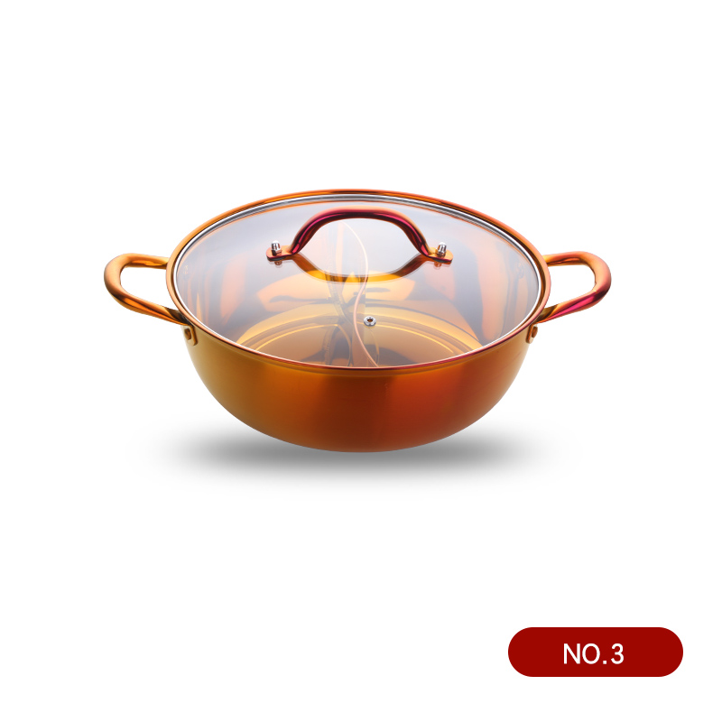 Marmite chinoise en acier inoxydable, ustensiles de cuisine, monocouche, compatibles avec les marmites à soupe, ustensiles de cuisine pour la maison: A168-Rainbow NO.3