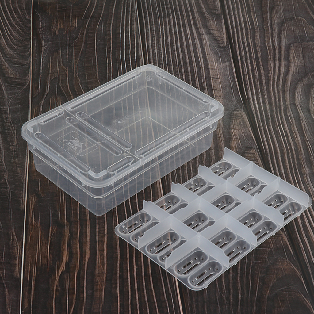 Reptiles Feeding Box Breeding Case Lizard Terrarium Snake Spider Scorpion Tortoise Hatching Container with 24 Compartments