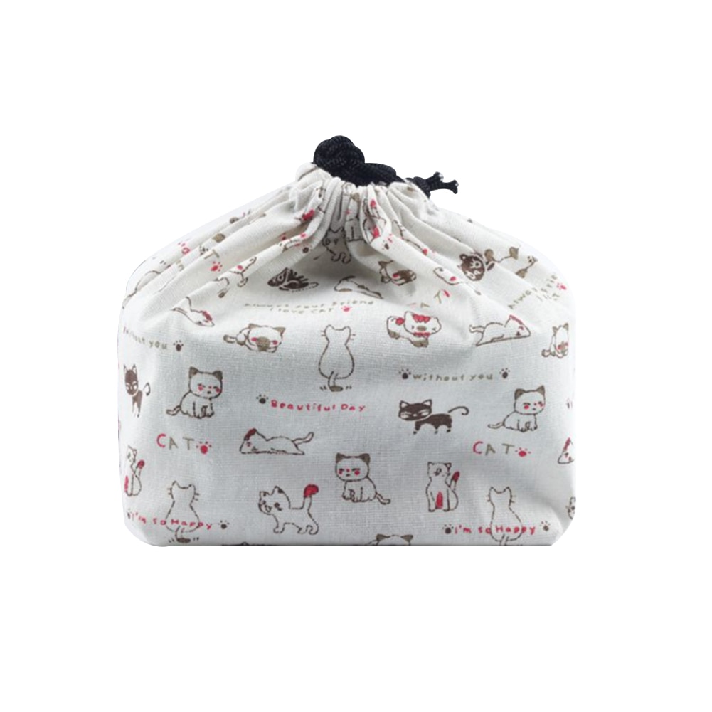 Koeler Draagbare Lunch Bag Bento Pouch Japanse Stijl Picknick School Doek Reizen Voedsel Opslag Thermische Geïsoleerde Kantoor Gedrukt