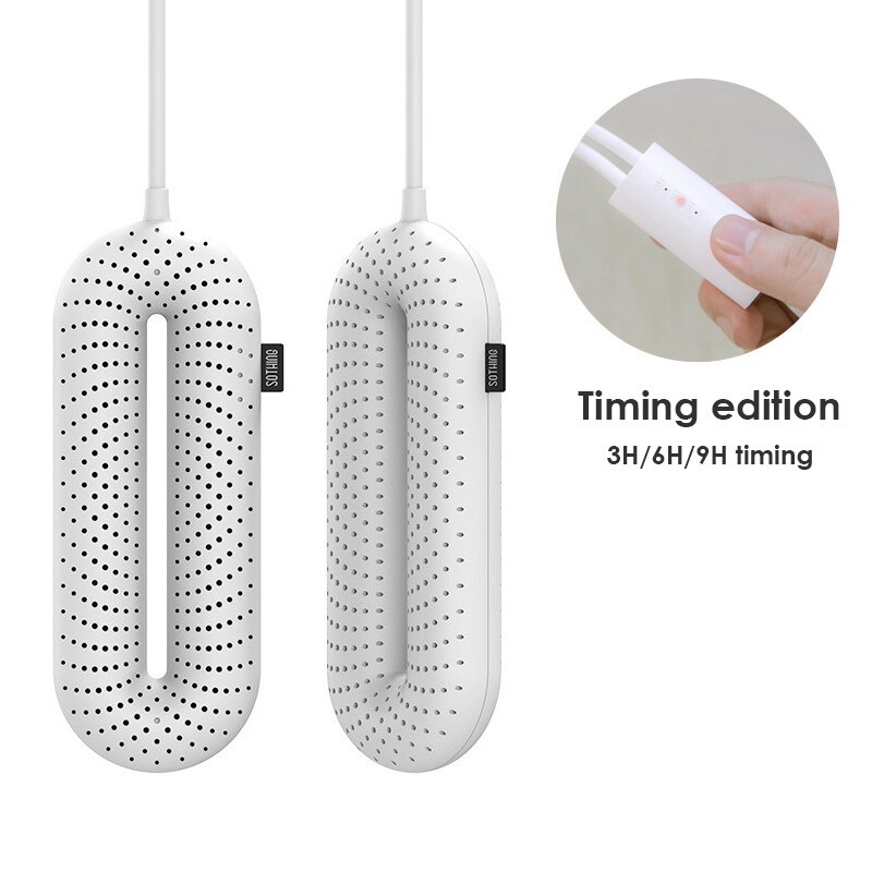 Zero-secador de zapatos eléctrico para el hogar, Mini máquina de secado de zapatos con 3 velocidades, 20W, calefacción PTC, dormitorio, 2 colores: White Timing