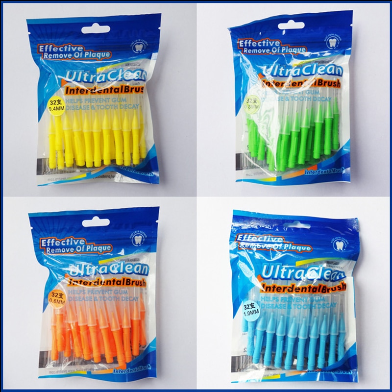32 stk push-pull interdental børste 0.6mm tandtråd tandtråd ortodontisk stålbørste tandbørste mundpleje tandstikker tandbørste