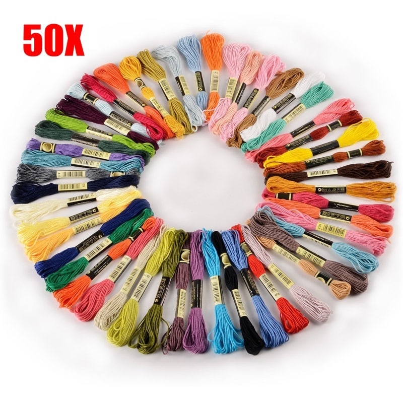 50Pcs/Set Multicolor Embroidery Cotton Thread DIY Sewing Skeins Craft Tools