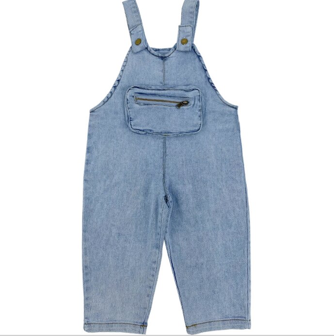 Autumn boys and girls three-dimensional pocket denim overalls 1-6 years children loose casual bib pants: 5