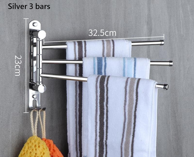 Rotierender Handtuchhalter aus Edelstahl 304, kein Stanzen, Handtuchhalter, Doppelstange, Multi-Stange, Badezimmer-Handtuchhalter, Hängestange