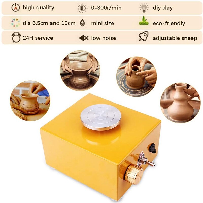 Turntable Pottery Wheel Ceramic Machine DIY Clay Wheel Machine with 3 Mini Mini