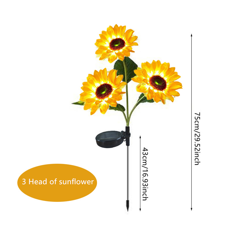 Luces solares de girasol para exteriores, guirnalda de luz LED impermeable para jardín, césped, , decoración de Navidad, lámpara alimentada por energía Solar, 1/3 cabezales: Azul