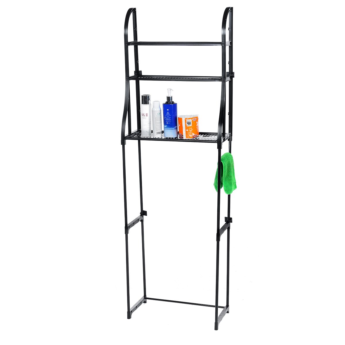 3 Tiers Over Bathroom Storage Rack Stainless Steel Toilet Shelf Holder Washing Machine Space Saver Cabinet 49x23x150cm