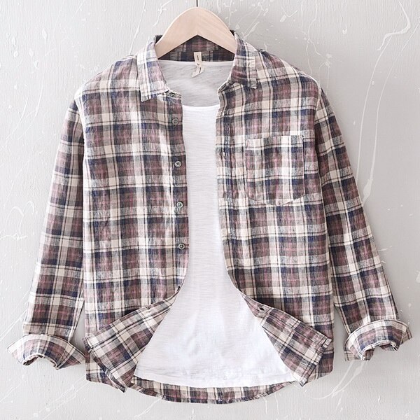 Plaid Cotton Linen Shirt