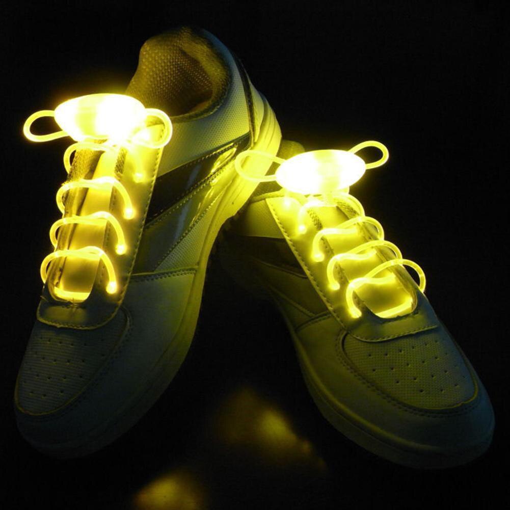 Tira de zapatos con luces LED para decoración de discoteca, tira luminosa con Flash redondo de colores, sin cordones, para perezosos: YELLOW