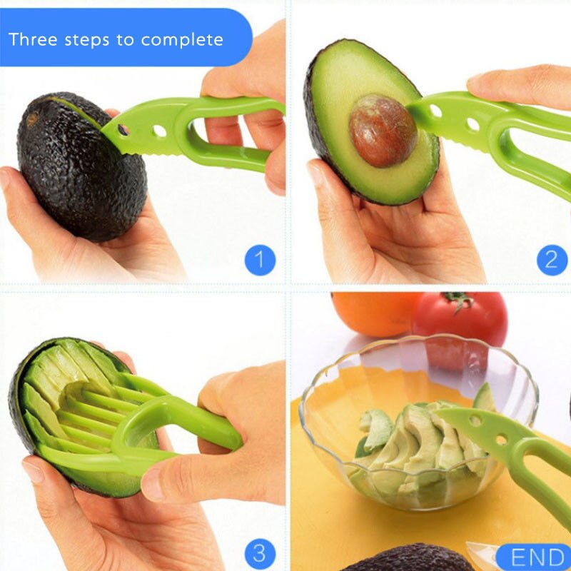 Multifunctionele 3 in 1 avocado snijder snijder schilmesje schep plakjes keukengereedschap