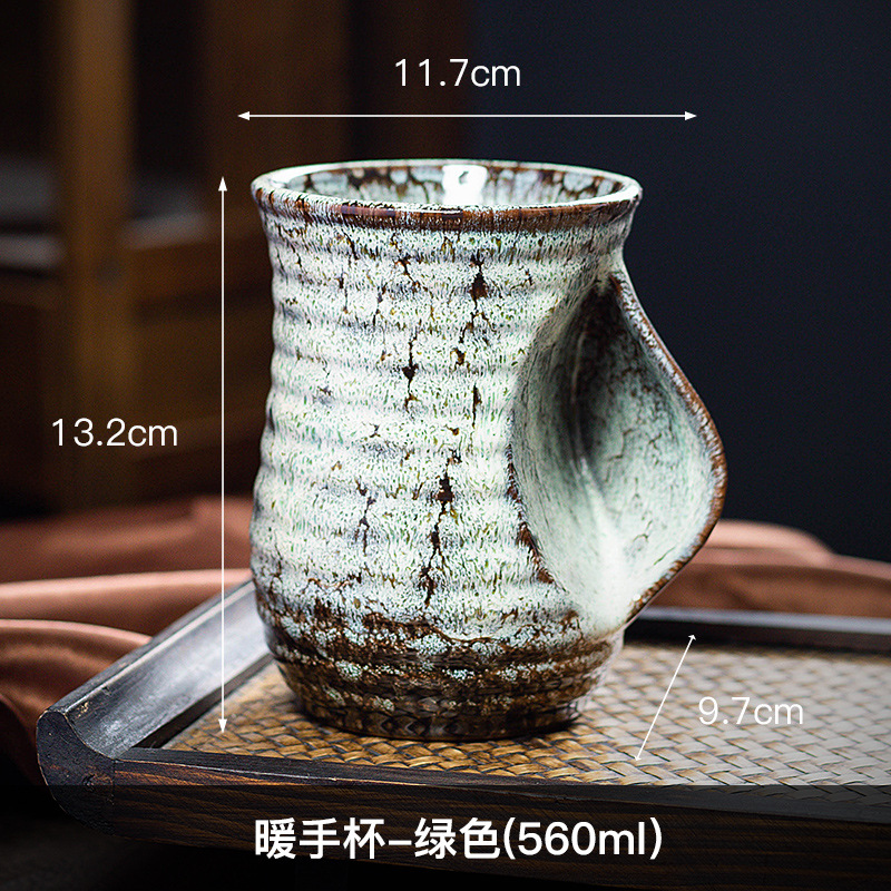 1 unidad, taza de café de cerámica creativa de 500ml, cerámica cambiada con horno, bonitas tazas de té, taza de té de Kung Fu,: Negro