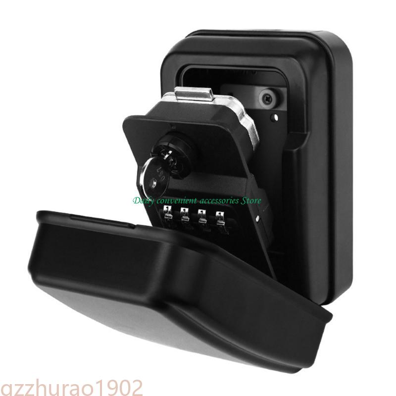 Nyckelförvaringslåslåda hänglås med 4- siffrig kombinationskod för industri, kontor, hus, surfing och säker åtkomst med bilnycklar: Svart