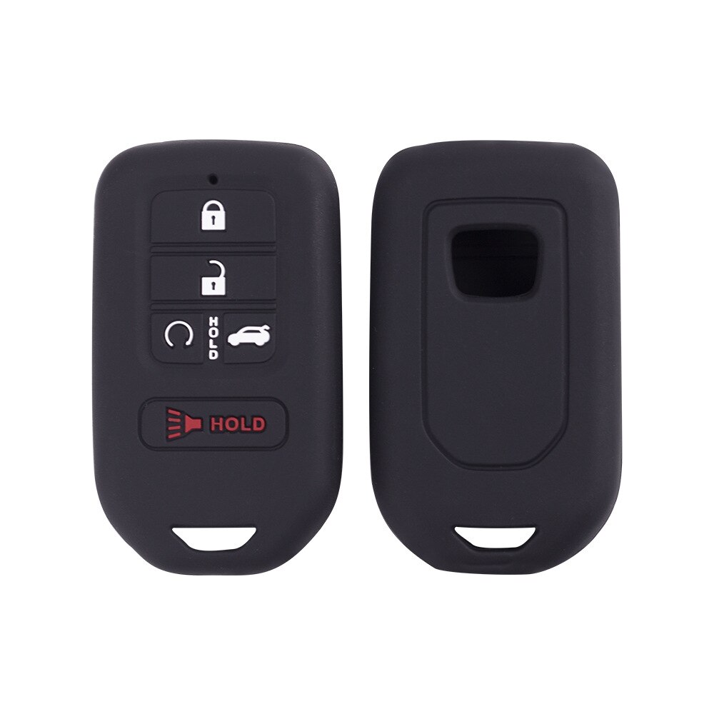 Housse de protection en Silicone pour clé, ensemble de capot pour Honda Pilot Accord Civic CRV, télécommande sans clé à 5 boutons: black