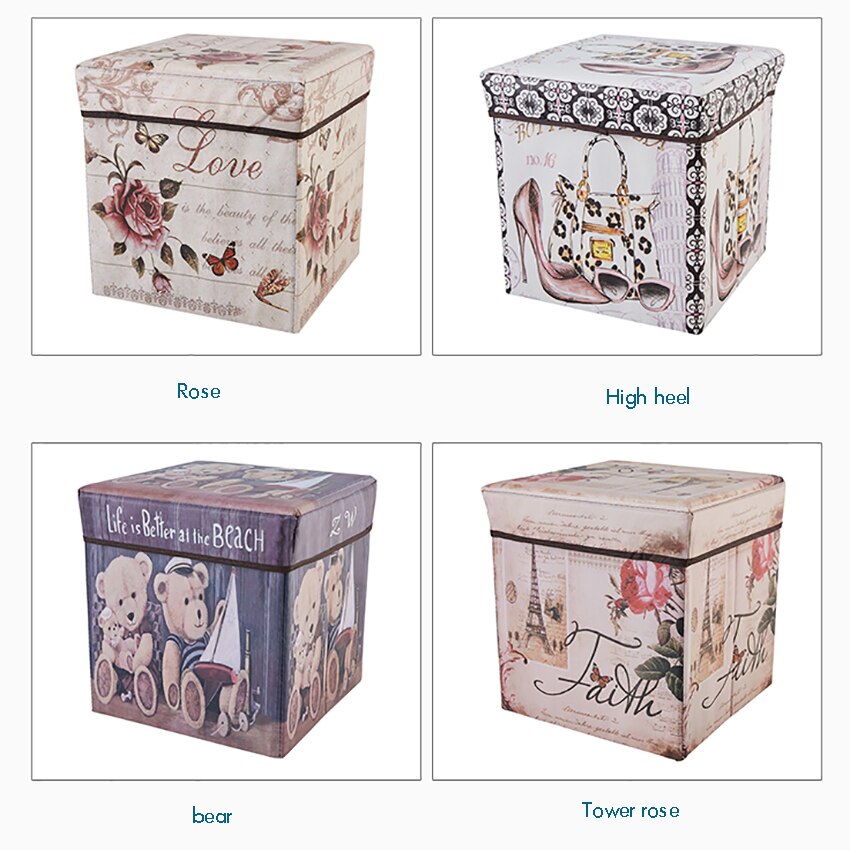 Foldable Storage Ottoman Square Cube Coffee Table Multipurpose Footrest Stool for Bedroom and Living Room Storage 30x30cm