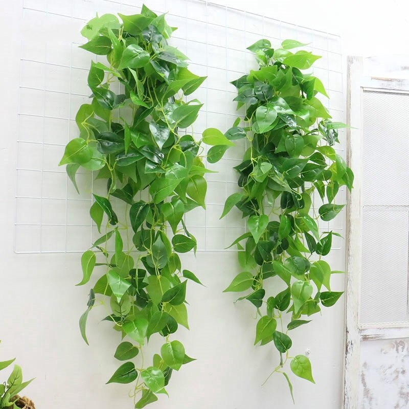 Enredadera de plantas artificiales de 200cm, hoja verde, hiedra, vid para decoración del hogar y boda, guirnalda colgante diy, flores artificiales