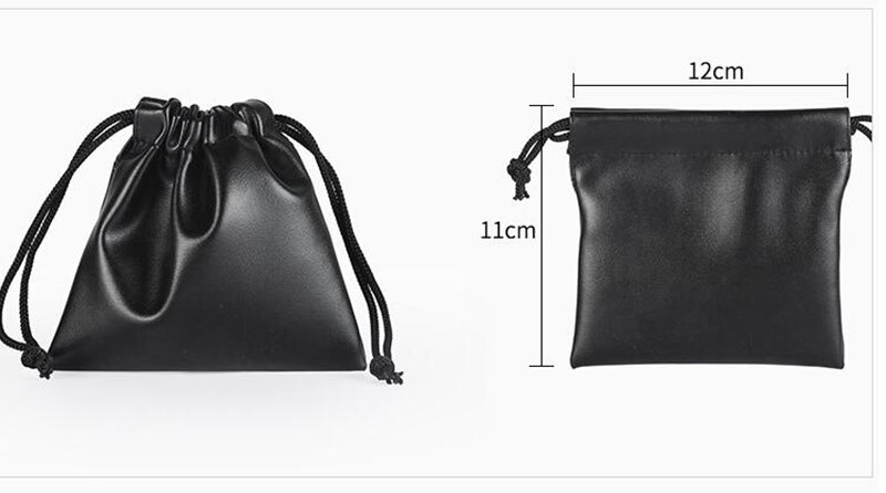 1pc PU Leather Soft Headphone Drawstring Bags Headset Earphone Data Cable Waterproof Storage String Bag Pouch: 12X11cm 1pc