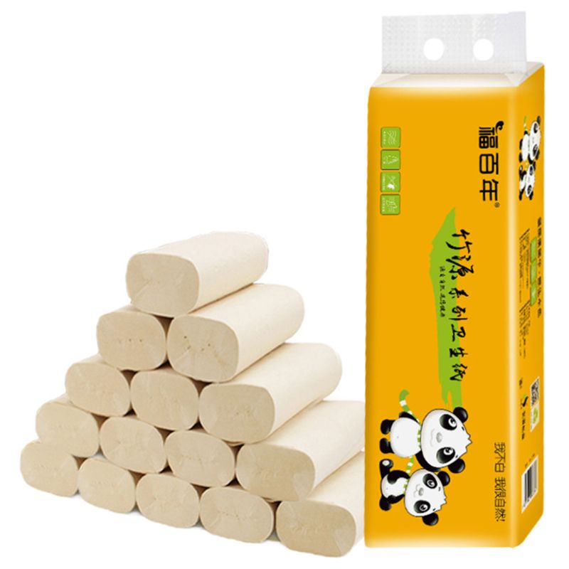 12 Rolls Bamboo Pulp Toilet Paper Towels 4-Ply Thicken Biodegradable Bath Tissue 50JF
