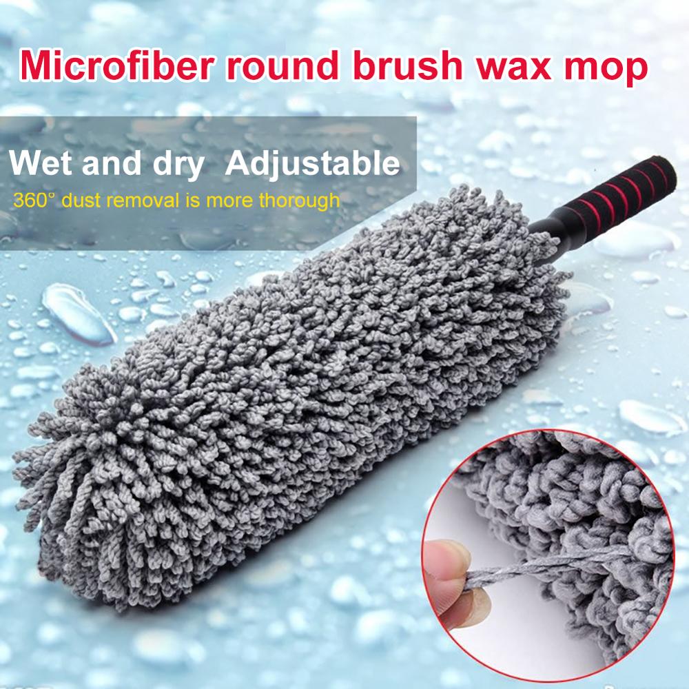 Biltvätt borste habdle fordon ren mikrofiber teleskop bil kaross damm vax damm mopp rengöring borste för bil verktyg