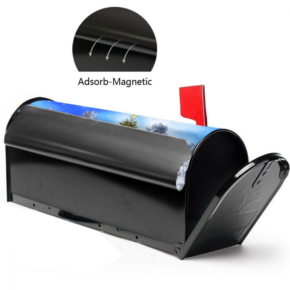 Christmas In The Snow Mailbox Cover Happy Year Mailbox Wraps Magnetic Post Box Cover for Garden Yard